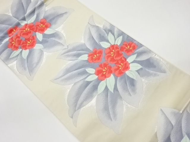 JAPANESE KIMONO / VINTAGE FUKURO OBI / WOVEN CAMELLIA